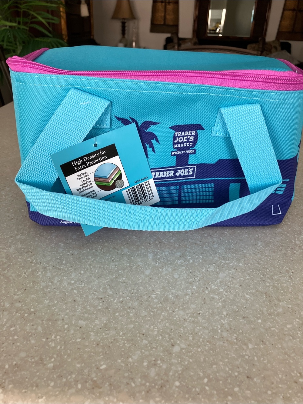 NWT Trader Joe's Insulated Lunch Tote - Aqua & Pink